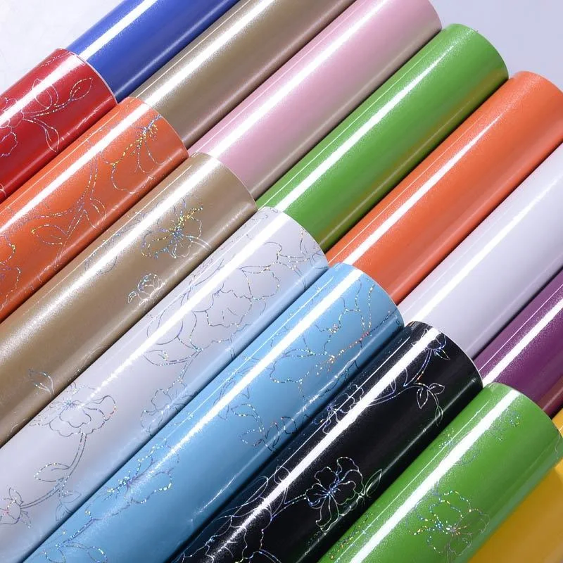 5m waterproof pvc wallpaper solid color laser self adhesive diy home decor wall stickers for wardrobe covers kitchen cabinets free global shipping