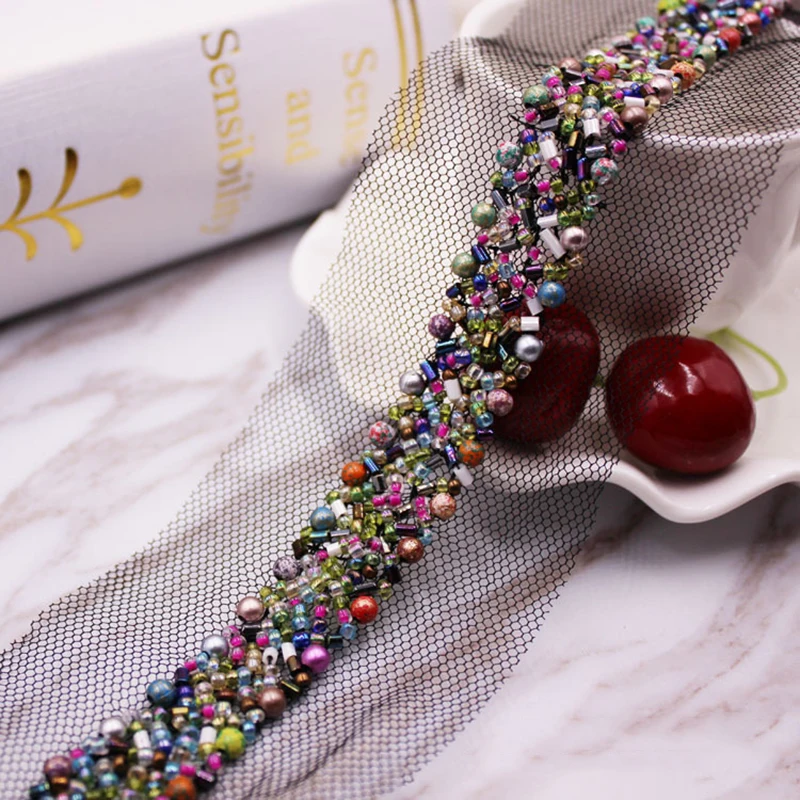 Кружево нейлоновое 15 мм 0 9 м с акриловыми бусинами | Дом и сад