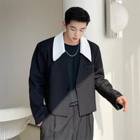 mens suit coat spring and autumn new personality detachable collar design leisure loose short large size coat