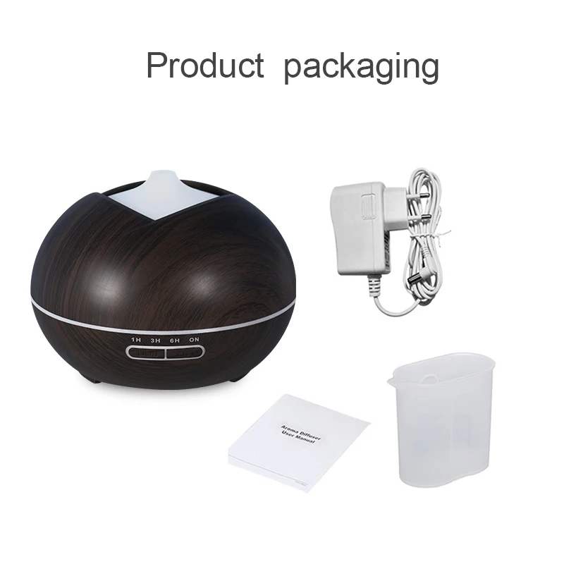 

400ML Wood grain air humidifier ultrasonic electric aromatherapy essential oil purification diffuser with LED light