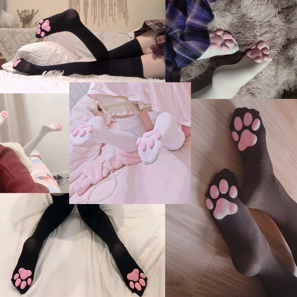 

New Long Cat Paw Pad Cotton Socks for Women ToeBeanies Girls Cat Pawpads Footprint Over Knee Thigh Stocking Fashion Cute Cosplay