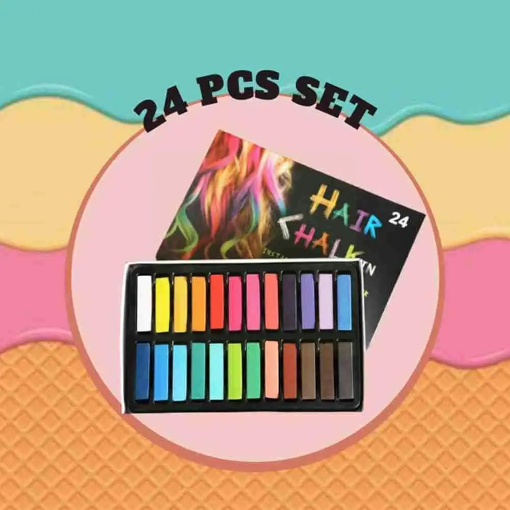 

Мелки для волос 24 цвета, набор, ручка для покраски волос, временная моющаяся покраска, легкая окраска волос, мелки для волос Q7x7