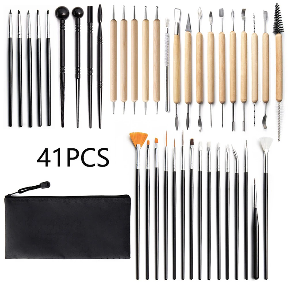 

41Pcs Clay Sculpting Tools Set Modeling Clay Brushes Silicone Sculpting Polymer Clay Balls Tools Double Ended Dotting Tool Kit