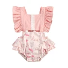 Платье для маленьких девочек без рукавов с лямкой на шее с низким вырезом на спине, для детей ясельного возраста, комбинезон, пляжный костюм для новорожденных, детей ясельного возраста Детские Цветочные Ползунки Одежда