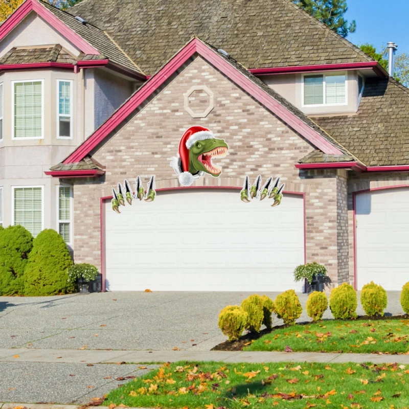 

Christmas Snowman Elk Dinosaur Wall Sticker Garage Door Archway Snow Flake Wall Sticker New Year Xmas Decoration Stickers