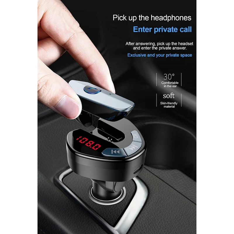 

V8 FM Bluetooth Receiver with Headphone ,Modulator MP3 Player Accessories USB Car Wireless Audio Radio Adapter