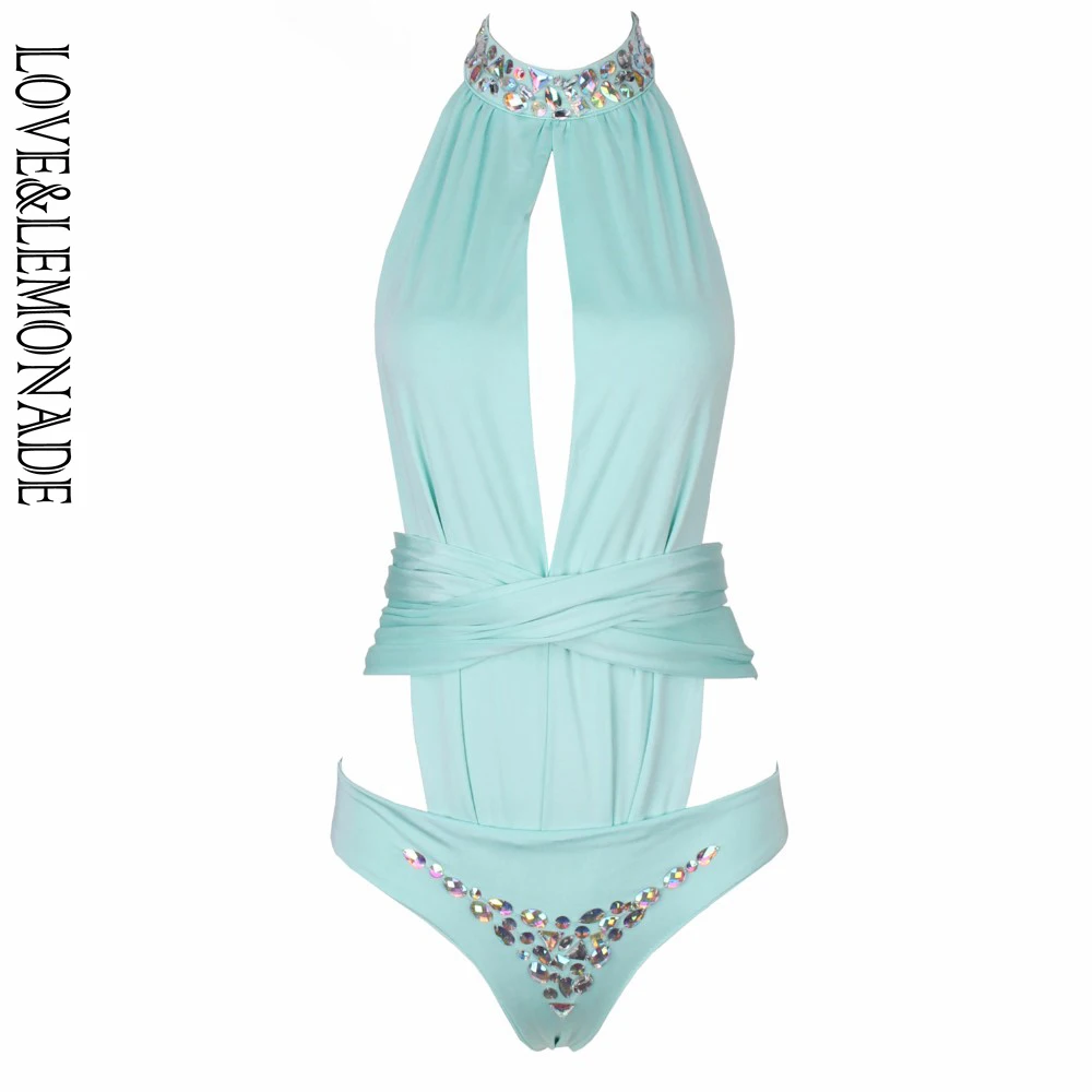 LOVE & LEMONADE сменный вышитый бисером комбинезон Зеленый TB 9762|bodysuit green|strap bodysuitgreen bodysuit