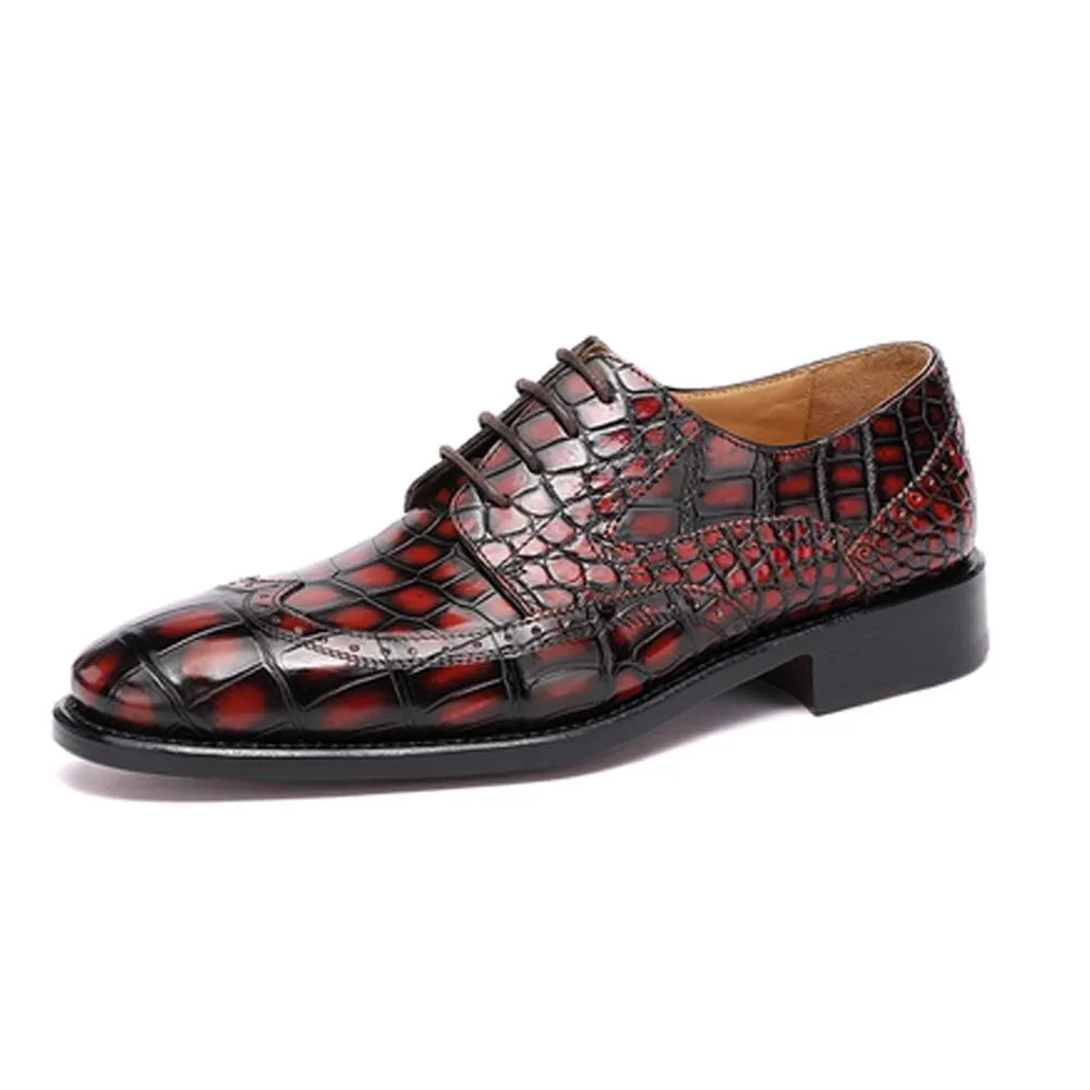 

hulangzhishi crocodile Round head business Men crocodile shoes flat lace-up office youth men shoes male formal shoes