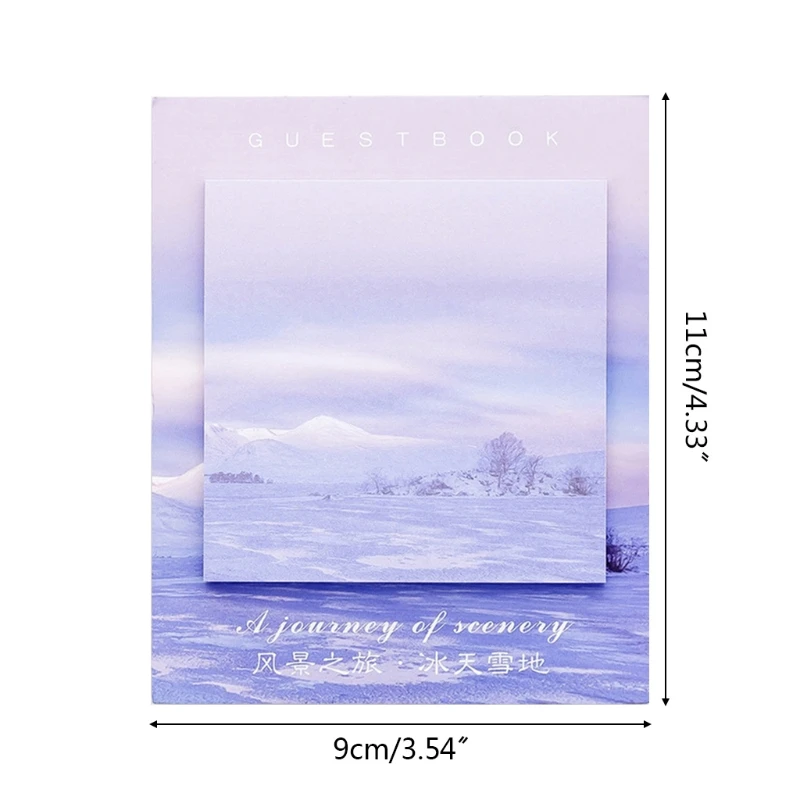 

G92E 4Pcs Creative Scenery Memo Pad Sticky Notes Writing Pads Label Mark Stickers Stationery School Supplies