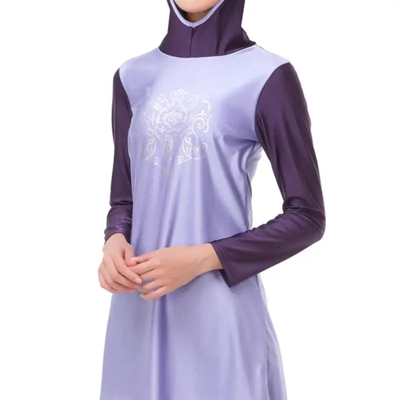 

1 Pc Muslim Arab Girls Swimsuit Long-sleeved Top and Short Suit Conservative Split Swimwear for Women and Teens