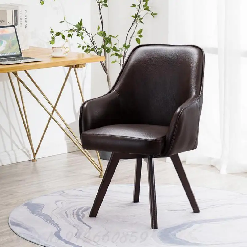 Вращающийся компьютерный стул из массива дерева в скандинавском стиле дышащее