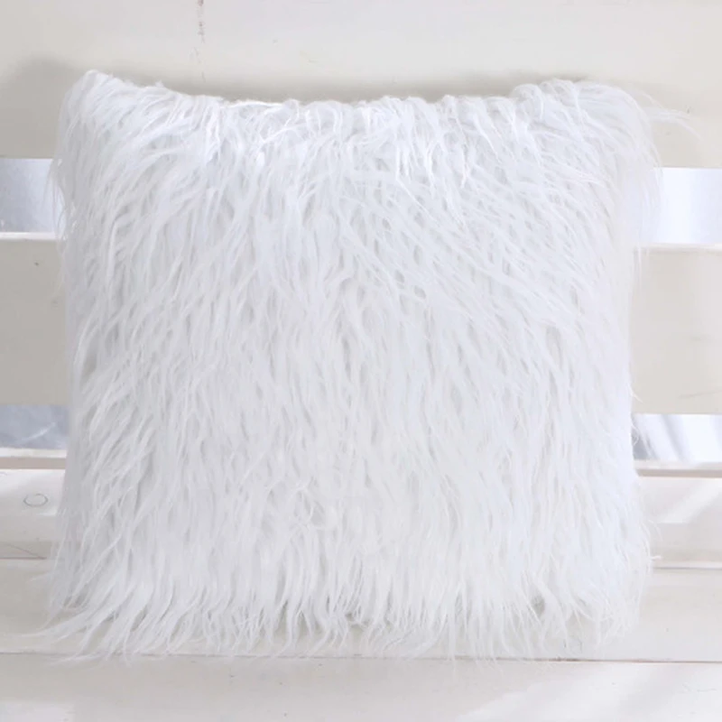 Soft Pillow Throw Cover Sofa Cushion Case Pillowcase Long Plush Fluffy Shaggy UK | Дом и сад