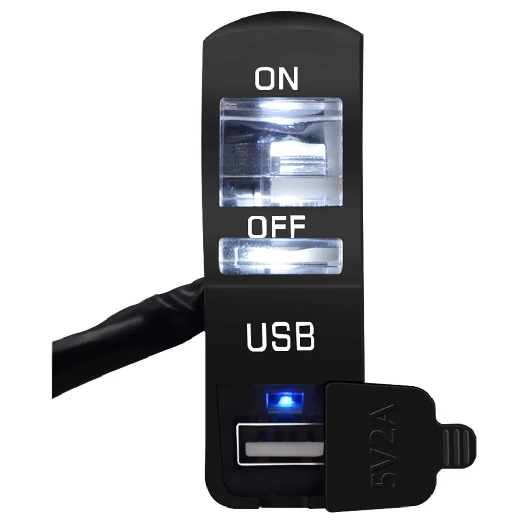 Белый Комплект для мотоцикла 12 В Автомобильная usb-розетка водонепроницаемое автомобильное зарядное устройство с переключателем синий для автомобиля RV ATV лодка водный мотоцикл мобильный - Цвет: Белый