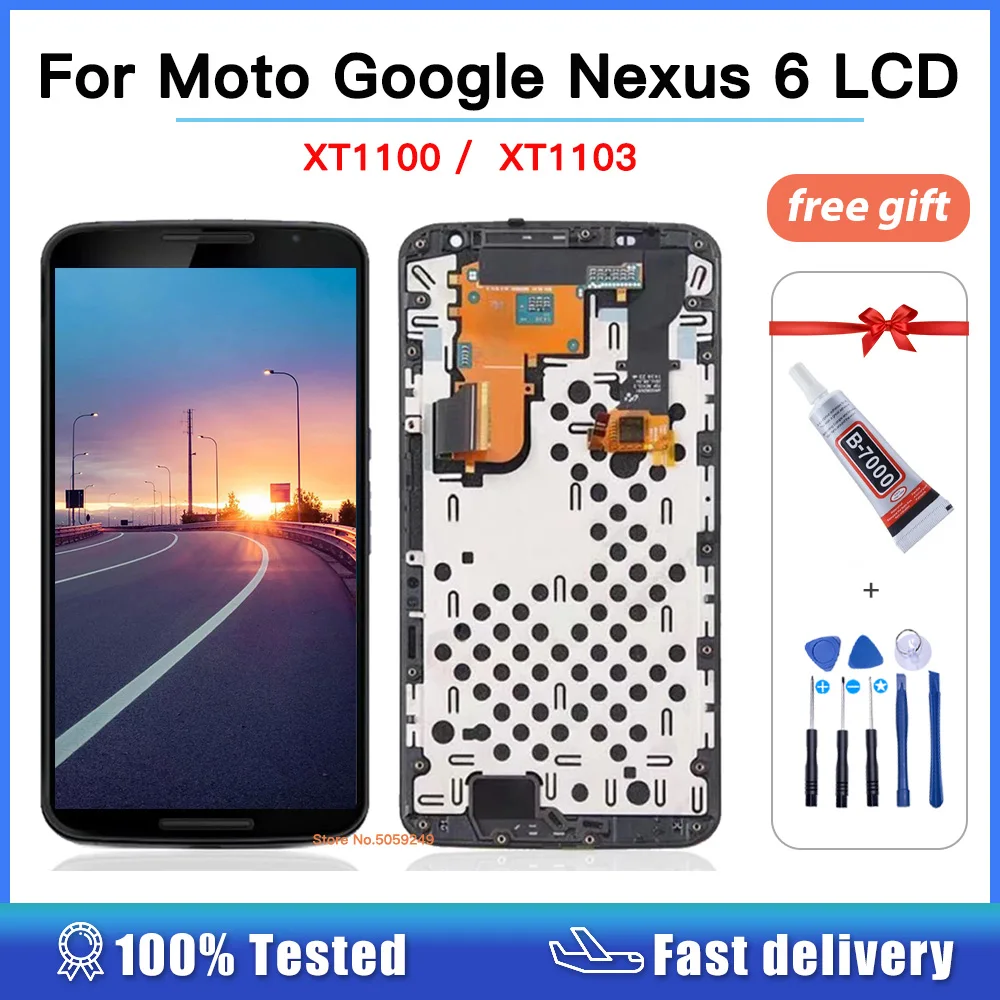 Протестированный ЖК-дисплей для Moto Google Nexus 6 с рамкой Motorola XT1100 XT1103 ЖК-экран