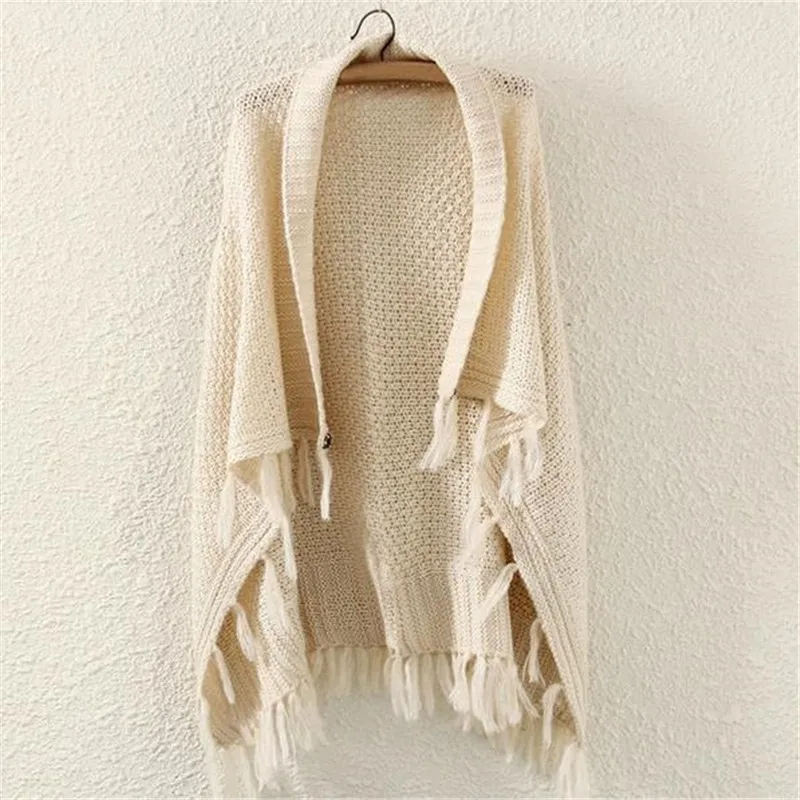 Neploe 2022 New Korean Cardigans Tops Women Casual Loose Irregular Tassel Cape Poncho Plus Size Pull Femme Shawl Knitted Sweater |