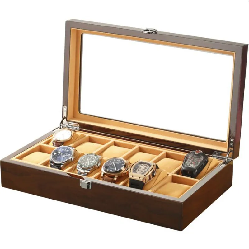 

12/18 Grids MDF Wood Watch Box Luxury Piano Paint Watch Case Large Organizer for Men Watch Women Jewelry Bracelet Storage Box