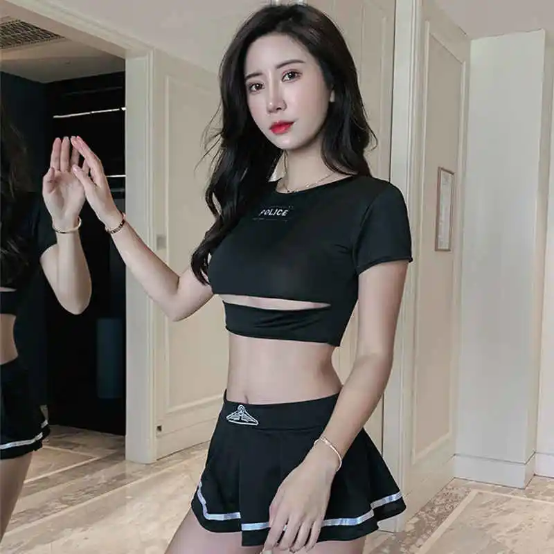 Сексуальное женское белье студент одежда футболки с короткими рукавами и