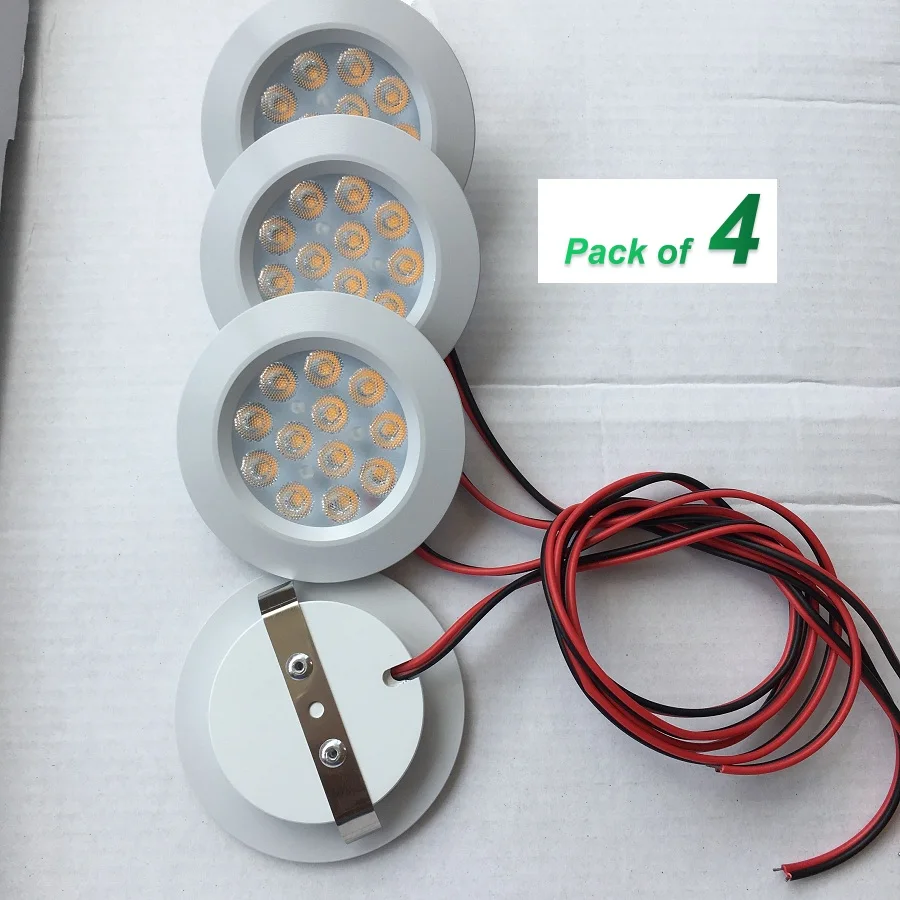 

4pcs LED Caravan Light 12V Ceiling/Dome Lamp for Boat/Yacht/Marine Aluminum Shell Warm White Interior Cabinet Downlight