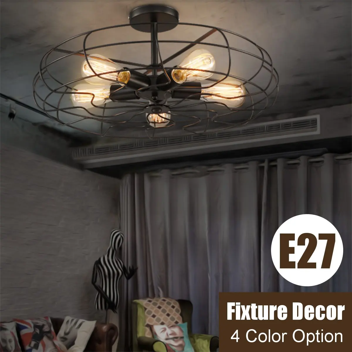 

46 см E27 вентилятор Стиль потолочный светильник прихожей Спальня потолочный светильник домашний бар ресторан приспособление украшения Осве...