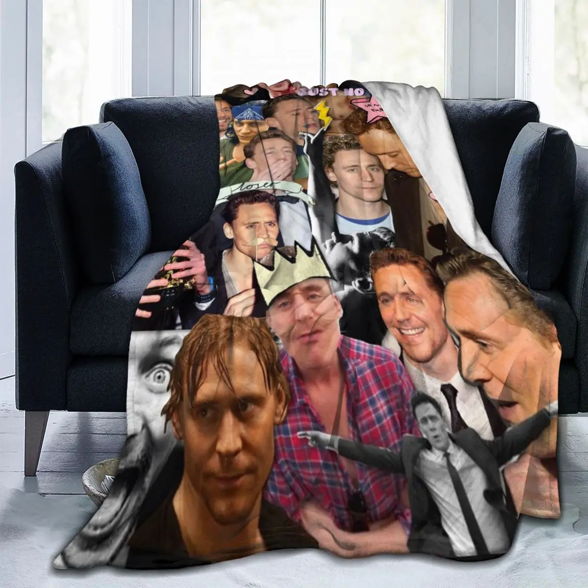 

Manta de microfibra suave para decoración de sofá, frazada con Tom Hiddleston Collage, regalos para amigos