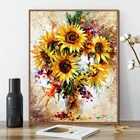 Картина по номерам на нулевой основе, подсолнух