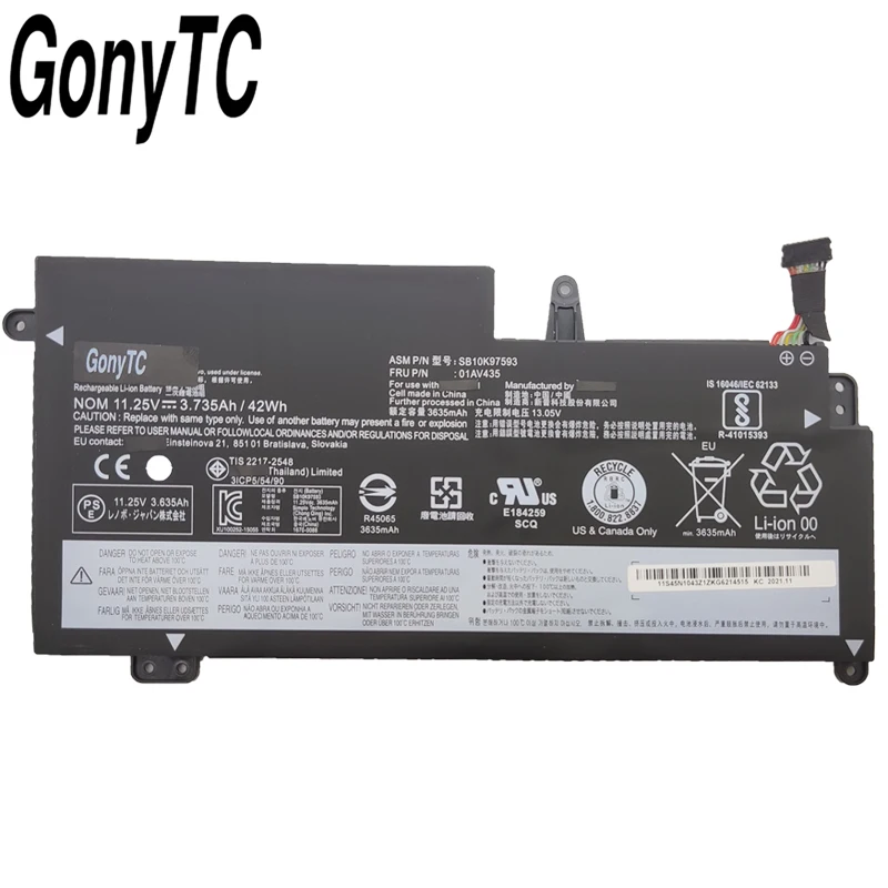 01AV435 01AV436 подлинный SB10K97593 Аккумулятор для Lenovo THINKPAD 13 GEN 2 20J1 S2 20GKS06300 | Компьютеры и