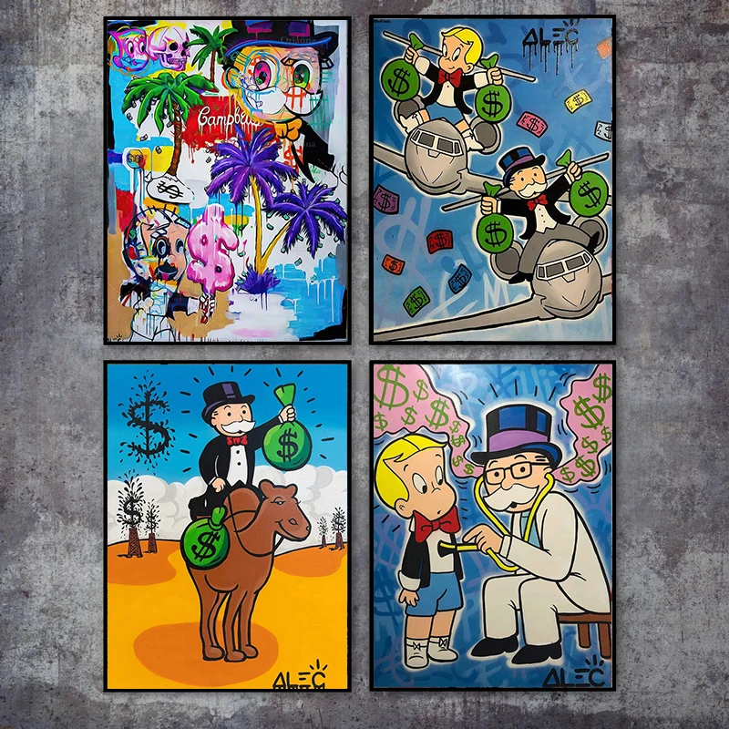 

Graffiti Art Alec Monopoly Scrooge Mcduck Money Canvas Paintings Wall Art Picture Posters Prints Home Living Room Decor Cuadros