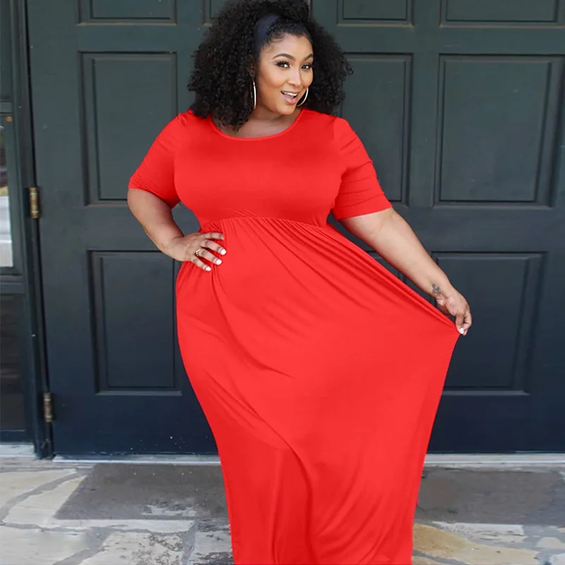 

Large Size New Candy Color Women Dress Short Sleeve Casual Comfortable Dress Red Summer Dress Vestidos De Fiesta 2021