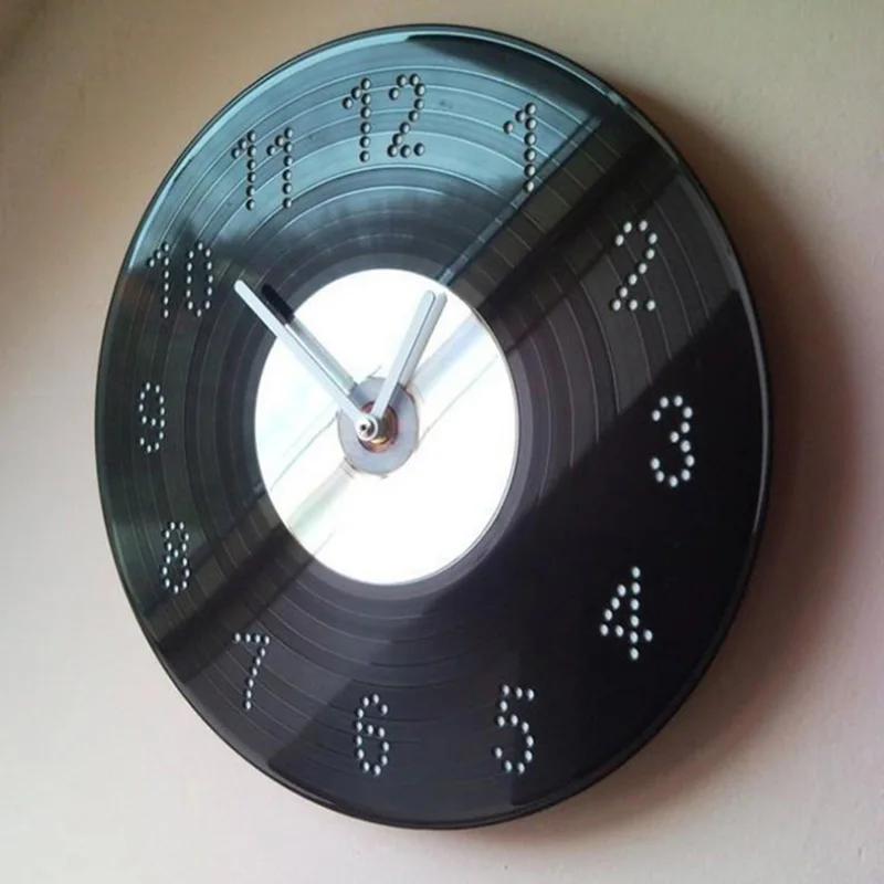 Кварцевые круглые винтажные настенные часы современный дизайн CD черные с