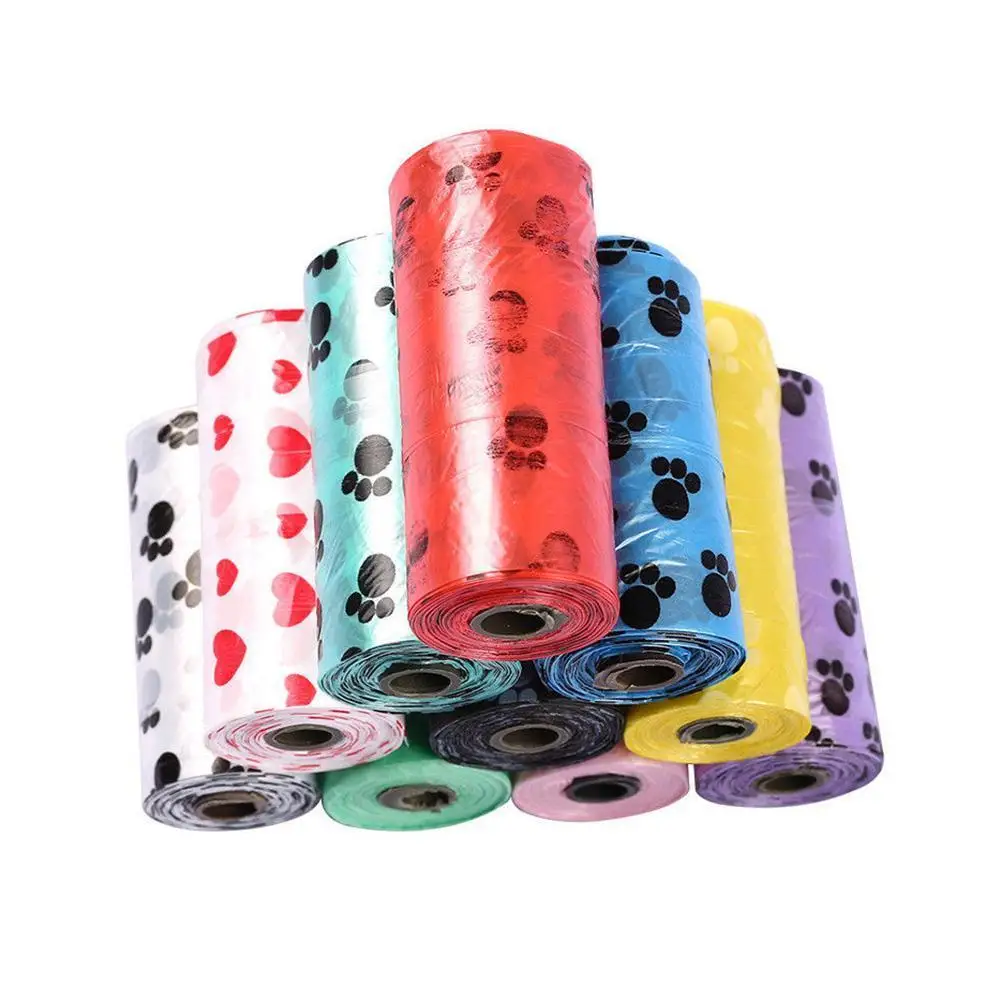 

Pet supplies 5 rolls of 150 printed cat and dog poop bags garbage carry clean Household outdoor bags D9N2