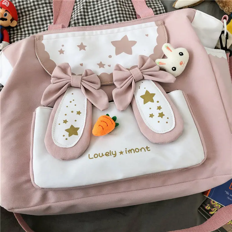 Холщовая Сумка на одно плечо с Луной звездами кроличьими ушками