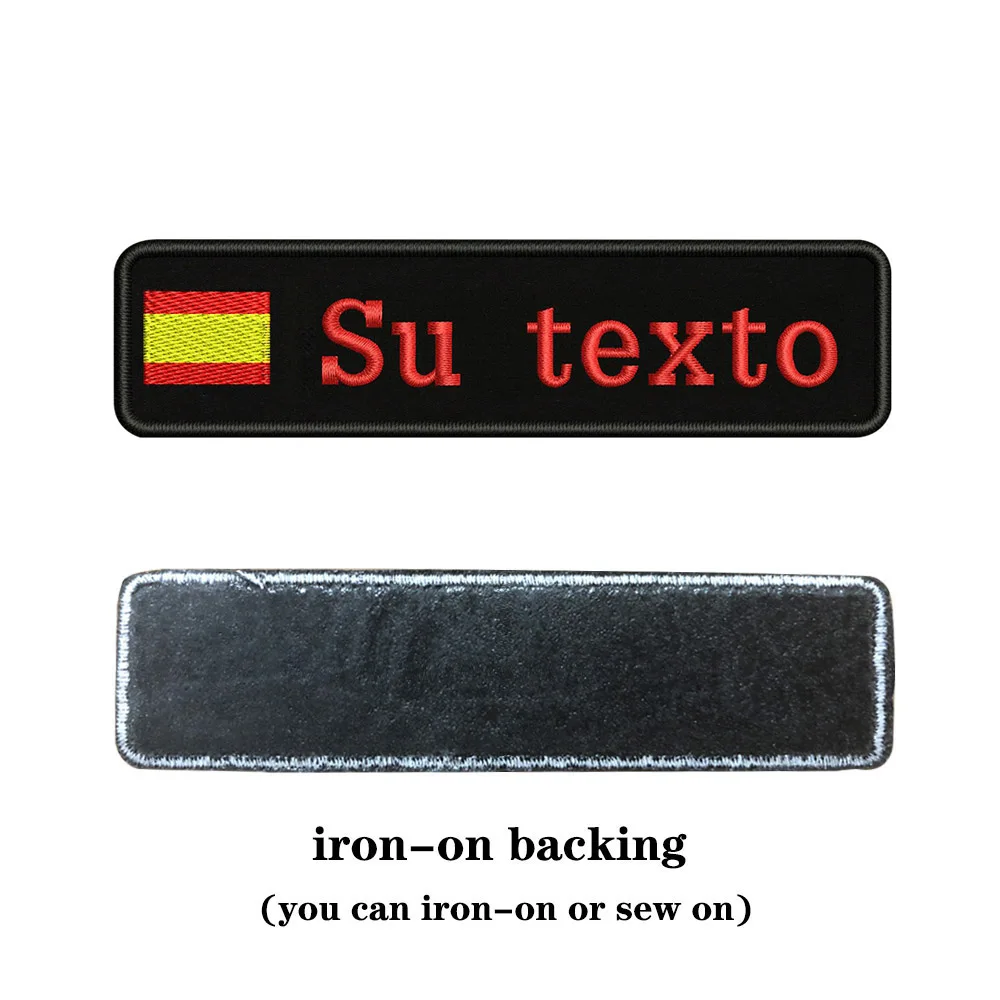 Rose red-iron on На заказ Вышивка Флаг Испании имя или заплатка с текстом 10 см* 2,5 см значок Утюг на или липучке Подложка для одежды брюки рюкзак шляпа - Цвет: Rose red-iron on