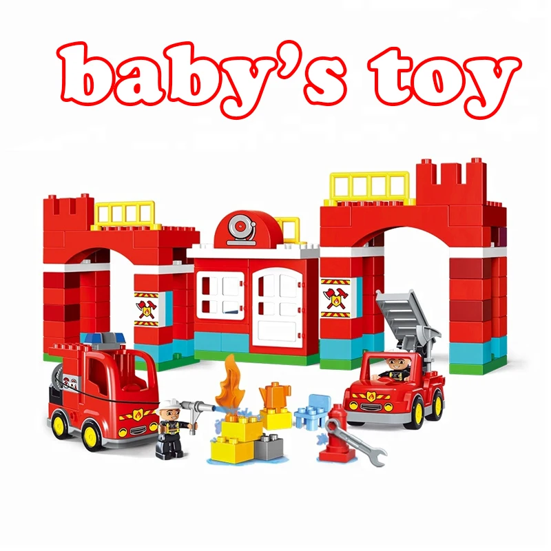 

Large Particle Bricks City Fire Brigade Station Compatible With Brand Building Blocks Educational Toy For Kids