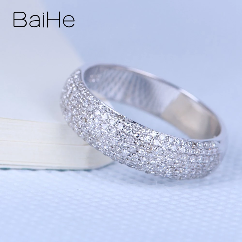 BAIHE, 14 к, белое золото, 0.55CT, сертифицировано H/SI, круглая огранка, натуральные бриллианты, ювелирное изделие, хорошее, свадебное, модное, женское, подарочное кольцо