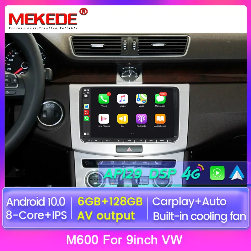 Автомагнитола 4G LTE 9 дюймов мультимедийный плеер на Android 10 с GPS для VW Passat B6 touran volkswagen