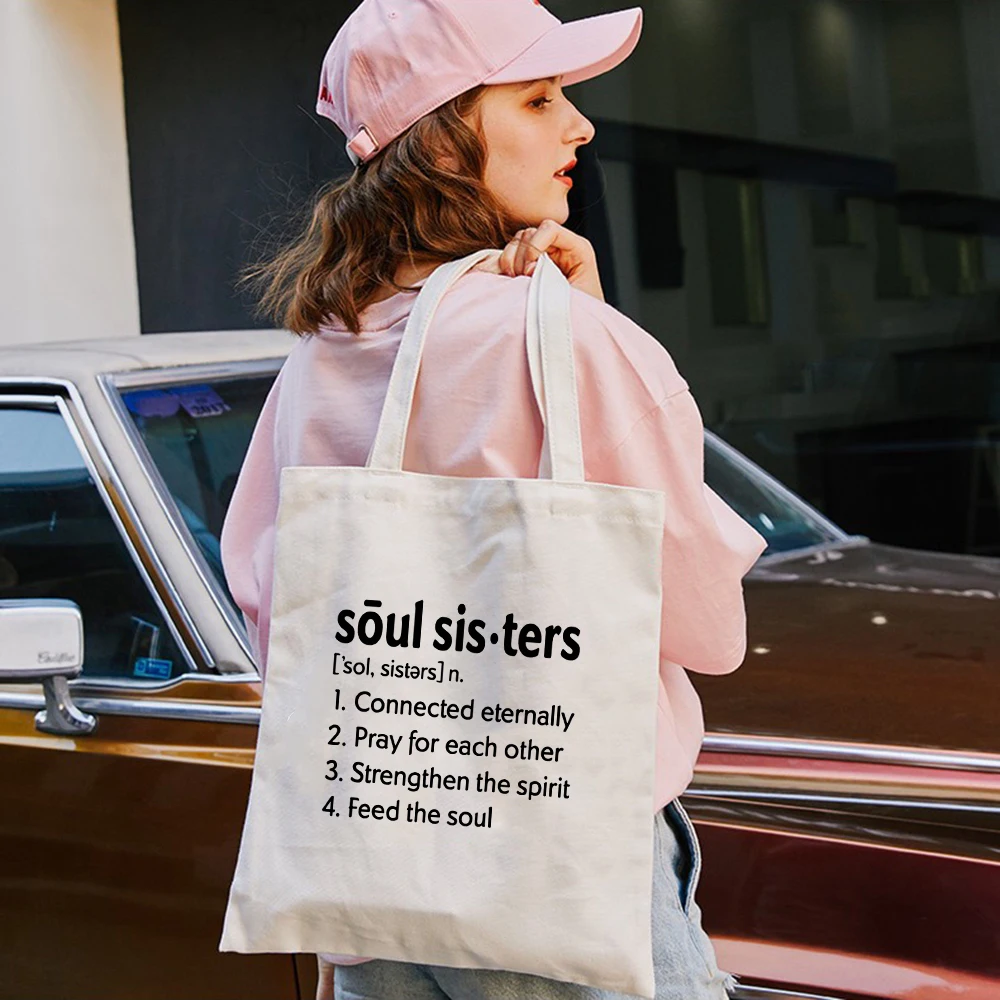 

Fashion Words Print Canvas Bag Tuition Bag Shopping Tote Bag Korean Style Student Tote Bags