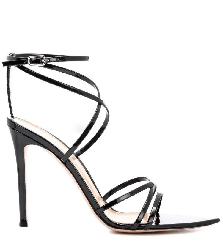 

pointed Roman strap slim high heel fashion sandals handmade shoes