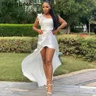 Платье подружки невесты на одно плечо, африканская ручная работа, цветок, кружево, кристалл, Hi-Lo, шелк, атлас, а-силуэт, свадебные платья подружек невесты