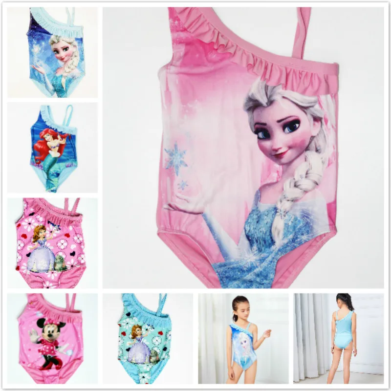 Новый слитный купальник для девочек милый мультяшный с изображением героев