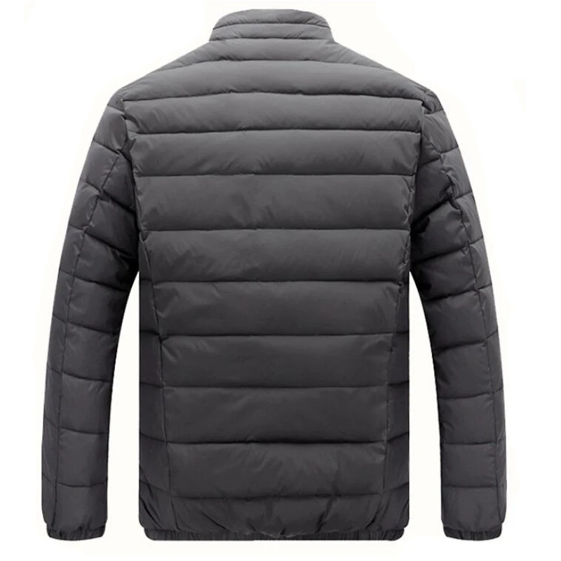 Легкая мужская куртка на утином пуху повседневный пуховик с воротником стойкой