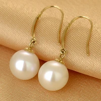 sa silverage round shape gold earrings 2020 new arrivals fresh water pearl earrings white 18k gold to give mom girlfriend gifts