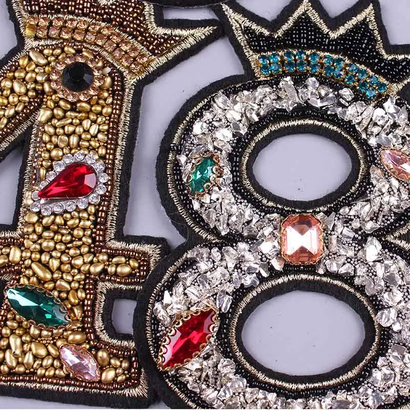 1 2 3 номер патч значки бисером Пришивные нашивки для одежды 3D стразы передачи