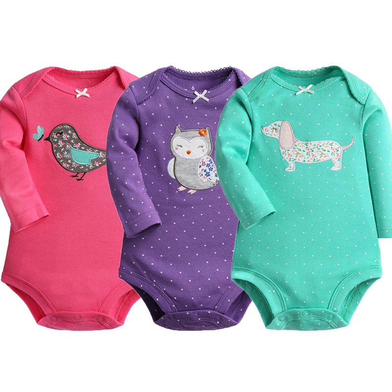 Боди для малышей 100% хлопок 3 шт./лот осень весна боди новорожденных детские пижамы