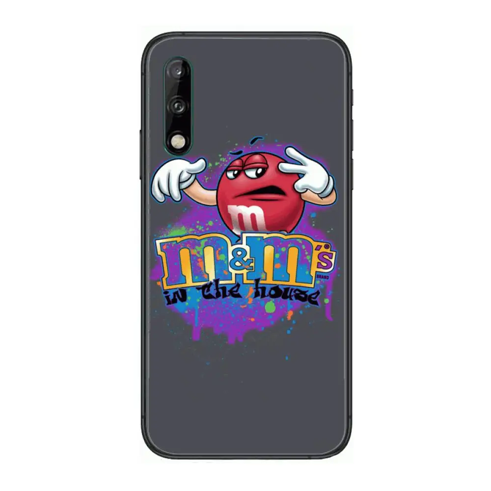 

M&M chocolate beans Clear Phone Case For Huawei Y 5 6 7 8 9 A P S Pro 2020 2019 Black Etui Coque Hoesjes Comic Fashion