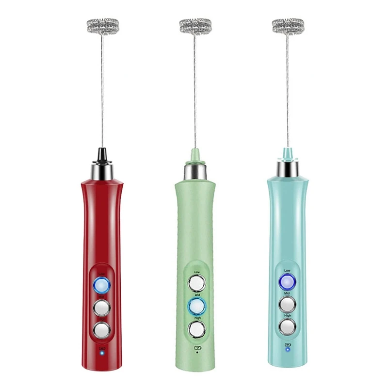 

Milk Frother, Rechargeable Milk Frother Electric 3 Speeds Milk Frother Handheld for Coffee, Chocolate