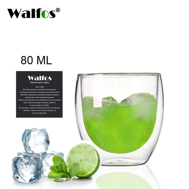 H 80ML WALFOS двойные кофейные кружки с ручкой чашки для напитков с термоизоляцией, двойной стакан для стены творческая чашка для чая подарок питьевое молоко - Цвет: H 80ML