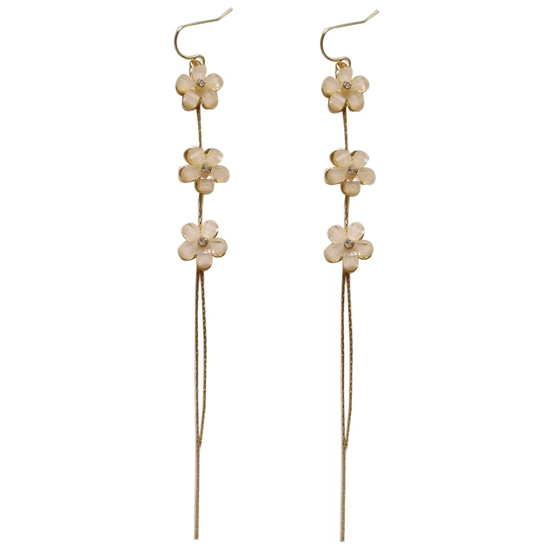 

Trendy Jewelry Flower Earrings 2021 New Design Sweet Korean Snake Chain Resin Dangle Drop Earrings Party Wedding Gifts For Girl