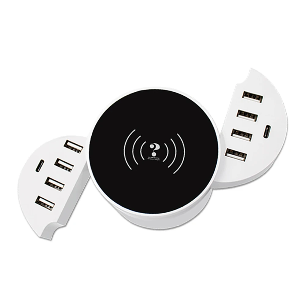 With Wireless Charge Беспроводное зарядное устройство QI для IPhone, samsung, huawei, OPPO, Xiaomi, планшетов, телефонов, смартфонов, USB, зарядное устройство, 10 портов, настенное зарядное устройство, зарядная станция - Тип штекера: With Wireless Charge