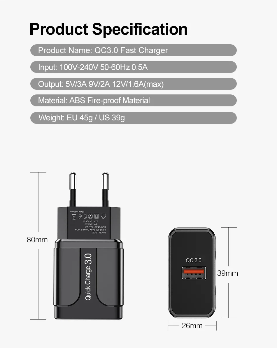 18 Вт Быстрая зарядка 3,0 USB зарядное устройство QC 3,0 4,0 для samsung S10 телефон X 8 7 Xiaomi Mi9 huawei USB разъем Телефон/быстрое зарядное устройство адаптер