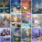 5d алмазная живопись Зимний лес мозаика снег вышивка крестиком Diy Алмазная вышивка пейзаж домашний декор полный квадрат дрель настенное искусство